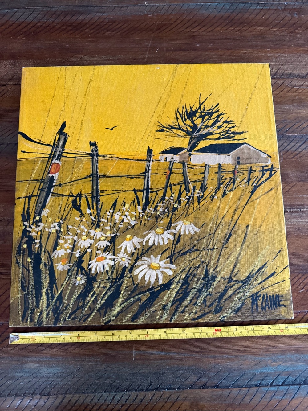 Vintage Painting Robert McCaine Oil Painting on Canvas Daisy Flower Retro Boho - Picture 4 of 12